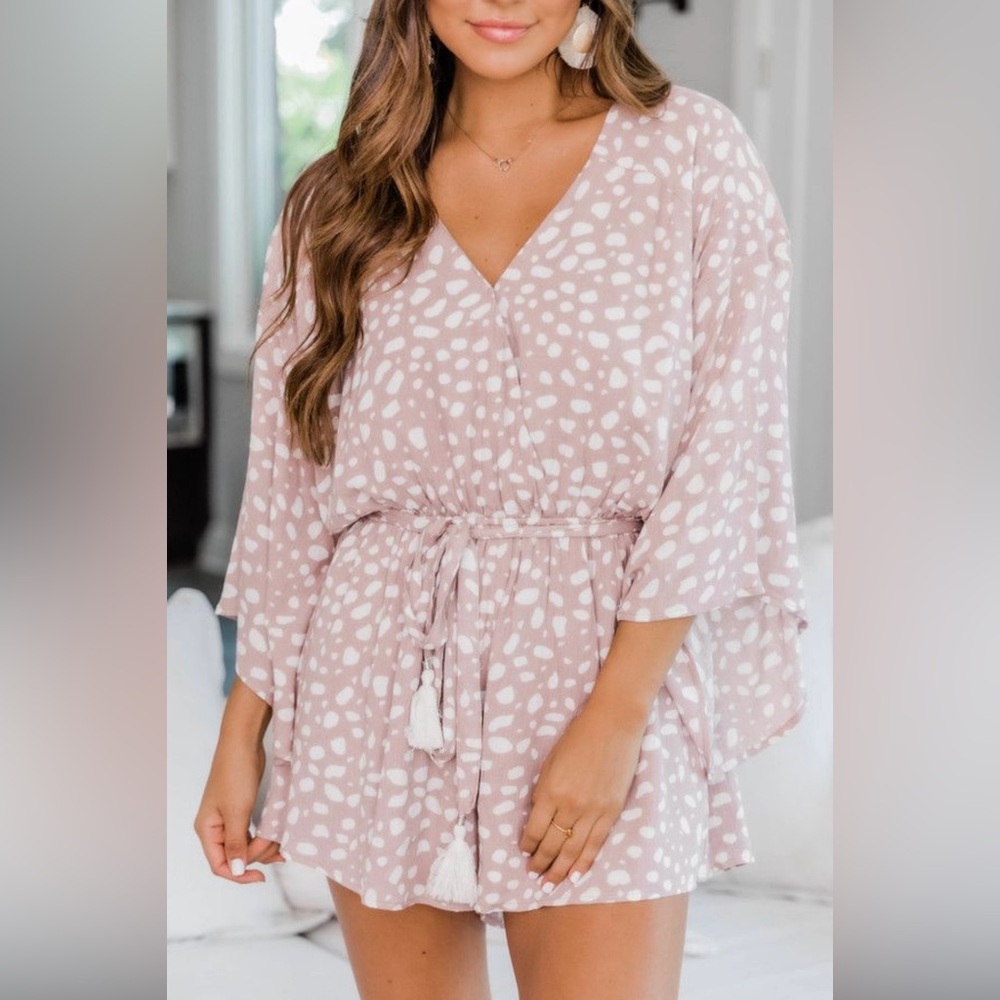Pink Lily Mauve and White Patterned Romper